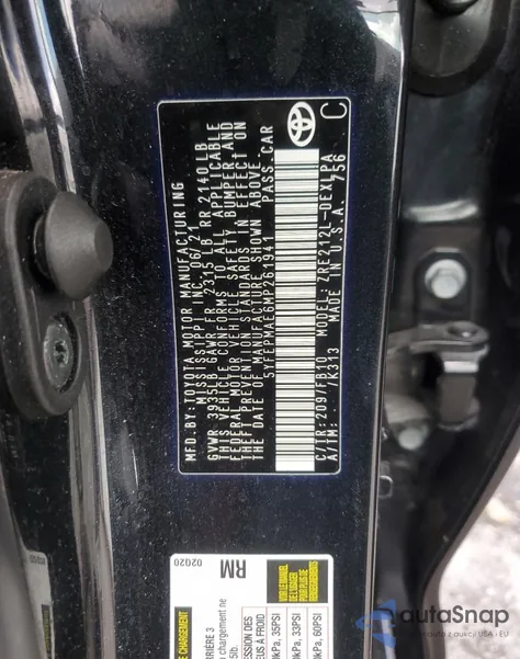 2021 Toyota Corolla Le from USA, damaged, VIN 5YFEPMAE6MP261941